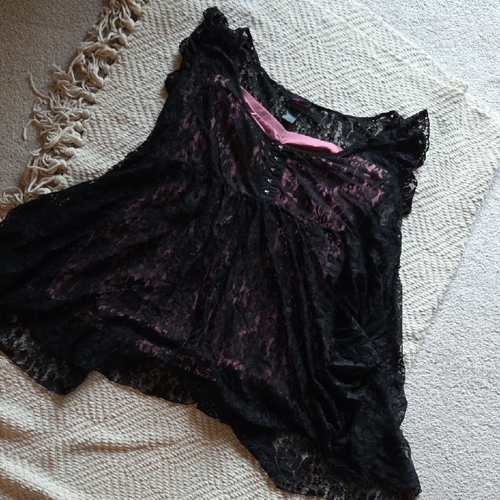 Torrid Black Lace Tank Top w/cap sleeves